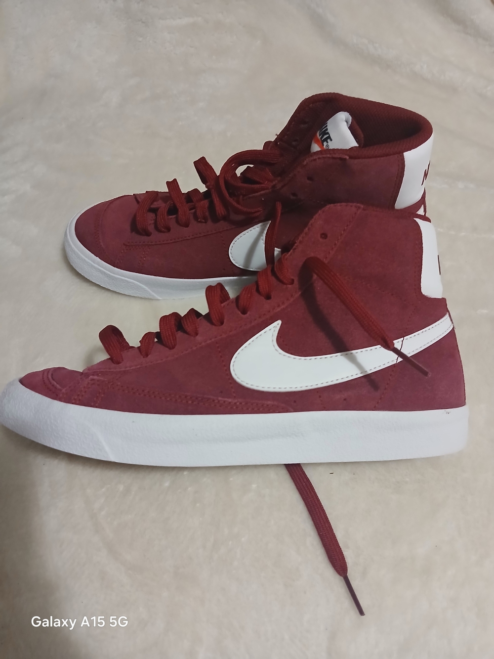 Nike Men’s High-Top Suede Sneakers - Burgundy/White